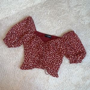 NWOT Kittenish floral tie-front crop top